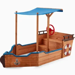 - Bac à sable aspect bateau avec banc MATSCHEKISTE - 160 x 78 cm