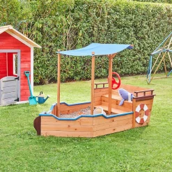 - Bac à sable aspect bateau avec banc MATSCHEKISTE - 160 x 78 cm