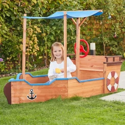 - Bac à sable aspect bateau avec banc MATSCHEKISTE - 160 x 78 cm