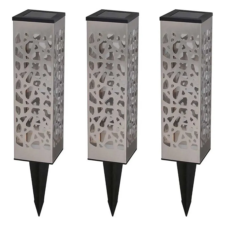 3 Balises solaires à piquer ORGANIC INOX H31cm