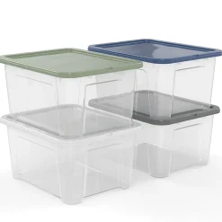 4 boîtes de rangement 24L avec couvercle hermétique Sundis