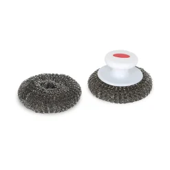 2 boules inox avec poignée pour nettoyage plancha Le Marquier