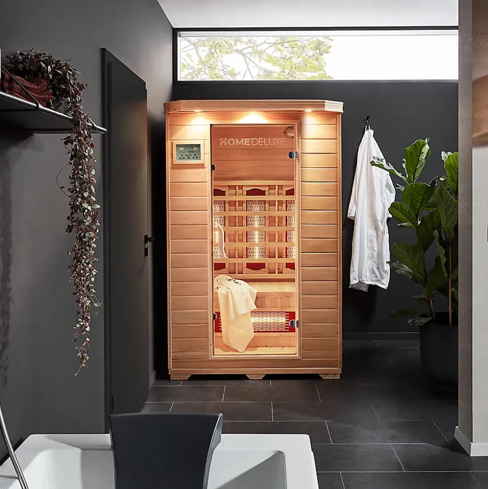 - Cabine infrarouge avec radiateur à spectre complet REDSUN M - 120 x 105 cm pour 2 personnes