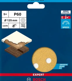 5 disques abrasifs Bosch Expert C470 Ø125mm grain 60
