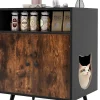 2 en 1 Armoire à Litière pour Chat Maison pour Chat avec Compartiment Ouvert Kits Anti-Éclaboussures