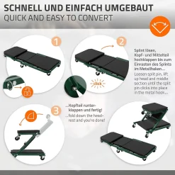 2 en 1 Siege d atelier et chariot mecanicien a roues ECD Germany en acier 360 degres jusqu a 150 kg