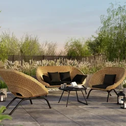 2 fauteuils GoodHome Loa effet rotin