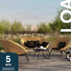 2 fauteuils GoodHome Loa effet rotin