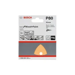 5 Feuilles Abrasives C470 Bosch Pour Ponceuses Delta 93 Mm Best For Wood And Paint 6 Trous