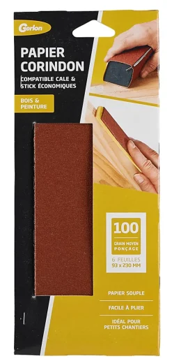 6 feuilles d'abrasif corindon grain moyen