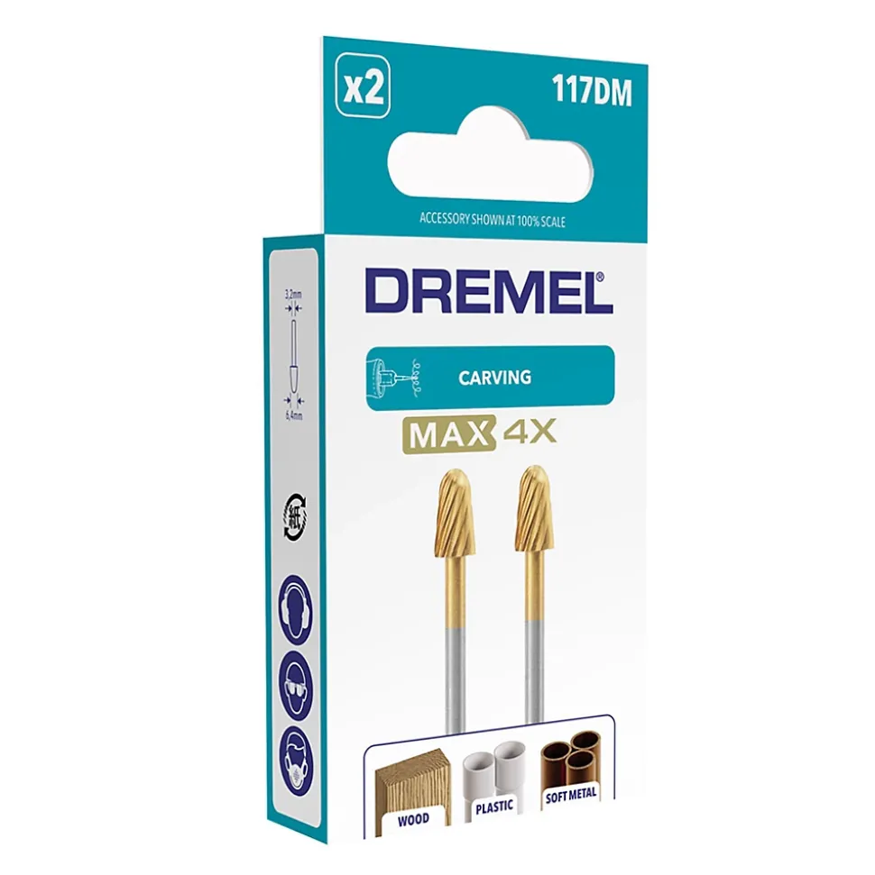 2 fraises en acier rapide revêtu de nitrure de titane Dremel Max 117