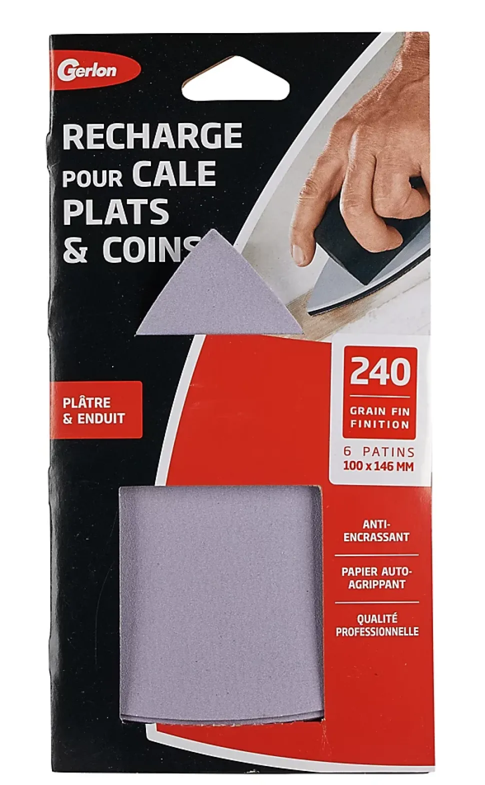 6 patins pour cale plat et coins grain fin