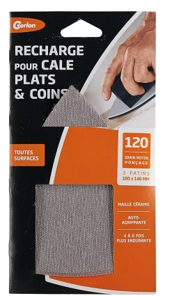 3 patins pour cale plat et coins grain moyen