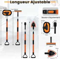 10 Pcs Kit Nettoyage Voiture, 6 in 1 Brosse Pare Brise et Grattoir Voiture, Tête de Balai Rotation, pour Véhicules, Motos, Roues