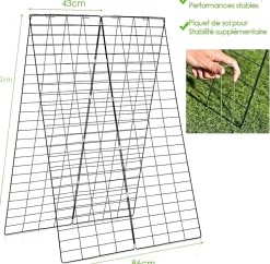 2 PcsTreillis de concombres, pour Plantes , Legumes et Fleurs, en Forme d'avec Accessoires, Filet de Treillis 122 x 86 cm