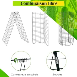 2 PcsTreillis de concombres, pour Plantes , Legumes et Fleurs, en Forme d'avec Accessoires, Filet de Treillis 122 x 86 cm