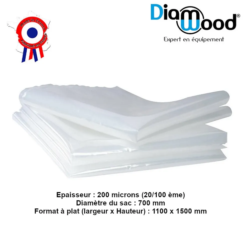 10 Sacs de Récupération à Copeaux et Poussières de Bois D. 700 mm x L. 1500 mm x ép. 200 Microns en - Diamwood