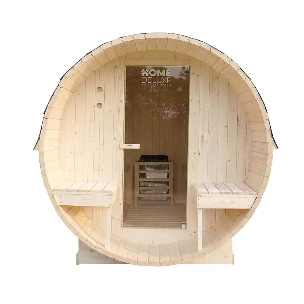 - Sauna extérieur à tonneau LAHTI DELUXE L - 195 x 220 cm pour 4 personnes