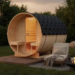 - Sauna extérieur à tonneau LAHTI DELUXE L - 195 x 220 cm pour 4 personnes