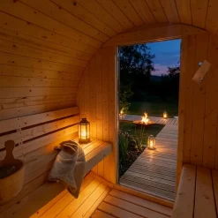 - Sauna extérieur à tonneau LAHTI DELUXE L - 195 x 220 cm pour 4 personnes