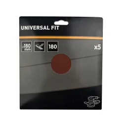Abrasif pour ponceuse excentrique Universal ø 180 mm, Grain 180 - 5 pièces