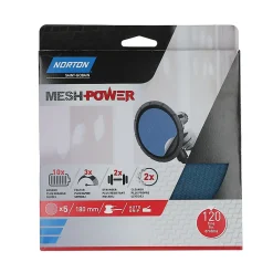 Abrasif pour ponceuse excentrique Norton ø 180 mm, Grain 120 - 5 pièces