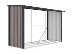 Abri bûches métal en acier galvanisé effet bois 5,78 m3 - 7 stères - L302 x P119 x H190cm - VARWOOD