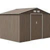 Abri de jardin - cabanon double porte coulissante, fondation incluse - 277 x 191 x 192 cm - tôle d'acier ondulée effet bois