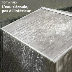 Abri de jardin - cabanon double porte coulissante, fondation incluse - 277 x 191 x 192 cm - tôle d'acier ondulée effet bois