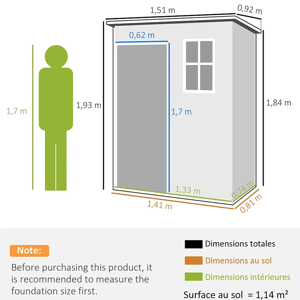 Abri de jardin - remise pour outils - cabanon porte verrouillable, fenêtre - dim. 151L x 92l x 193H cm - alu PP gris blanc