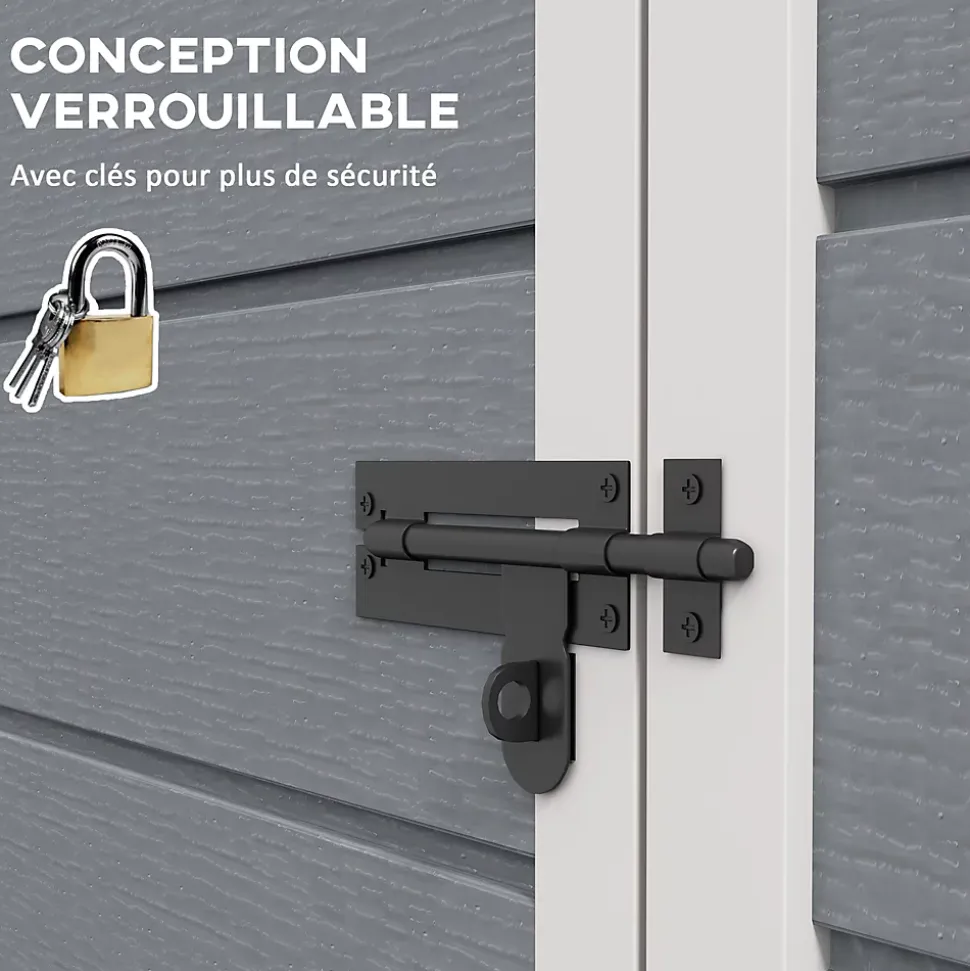 Abri de jardin - remise pour outils - cabanon porte verrouillable, fenêtre - dim. 151L x 92l x 193H cm - alu PP gris blanc