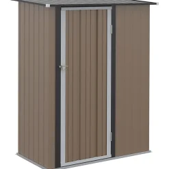 Abri de jardin - remise pour outils - cabanon porte verrouillable - dim. 142L x 84l x 189H cm - tôle d'acier marron blanc