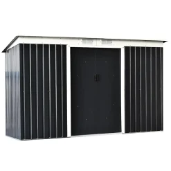 Abri de jardin - remise pour outils - cabanon portes verrouillables - dim. 2,8L x 1,3l x 1,72H m - tôle d'acier gris noir