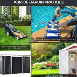 Abri de jardin - remise pour outils - cabanon portes verrouillables - dim. 2,8L x 1,3l x 1,72H m - tôle d'acier gris noir