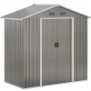 Abri de jardin - remise pour outils - cabanon porte verrouillable - dim. 194L x 110l x 184H cm - tôle d'acier gris