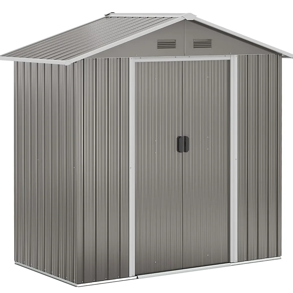 Abri de jardin - remise pour outils - cabanon porte verrouillable - dim. 194L x 110l x 184H cm - tôle d'acier gris