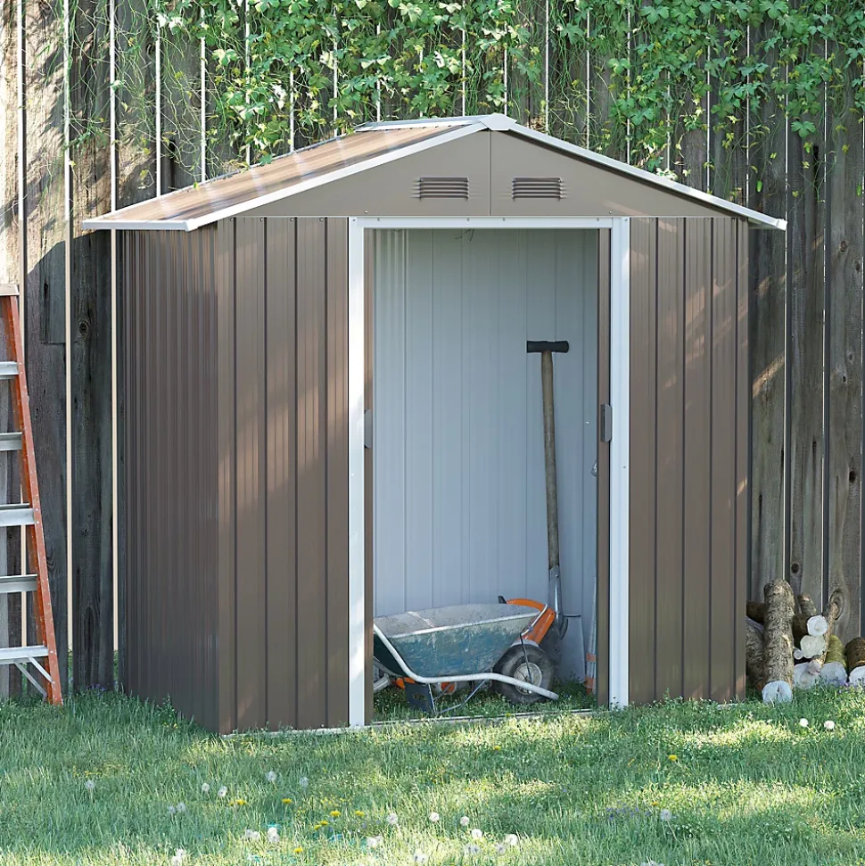 Abri de jardin - remise pour outils - cabanon porte verrouillable - dim. 194L x 110l x 184H cm - tôle d'acier gris