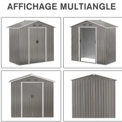 Abri de jardin - remise pour outils - cabanon porte verrouillable - dim. 194L x 110l x 184H cm - tôle d'acier gris