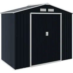 Abri de jardin - remise pour outils - cabanon porte verrouillable - dim. 213L x 130l x 185H cm - tôle d'acier gris