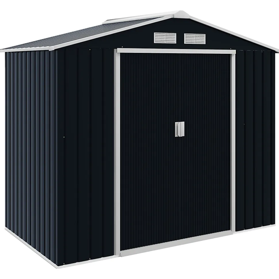 Abri de jardin - remise pour outils - cabanon porte verrouillable - dim. 213L x 130l x 185H cm - tôle d'acier gris