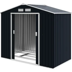 Abri de jardin - remise pour outils - cabanon porte verrouillable - dim. 213L x 130l x 185H cm - tôle d'acier gris
