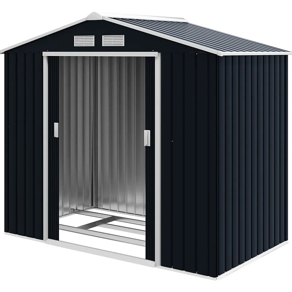 Abri de jardin - remise pour outils - cabanon porte verrouillable - dim. 213L x 130l x 185H cm - tôle d'acier gris