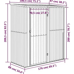 Abri de jardin Anthracite 180,5x97x209,5 cm Acier galvanisé vidaXL