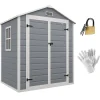 Abri de jardin cabanon 2,12 m² - 2 portes, fenêtre, aération, toit double pente - résine PP gris