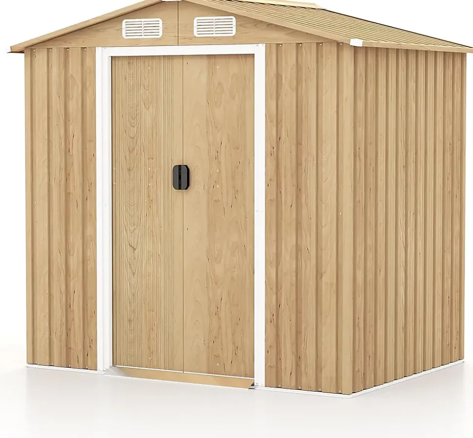 Abri de Jardin en Acier Galvanisé 2 m2 avec Portes Verrouillables Bouches d'Aération 2 Paires de Gants inclus