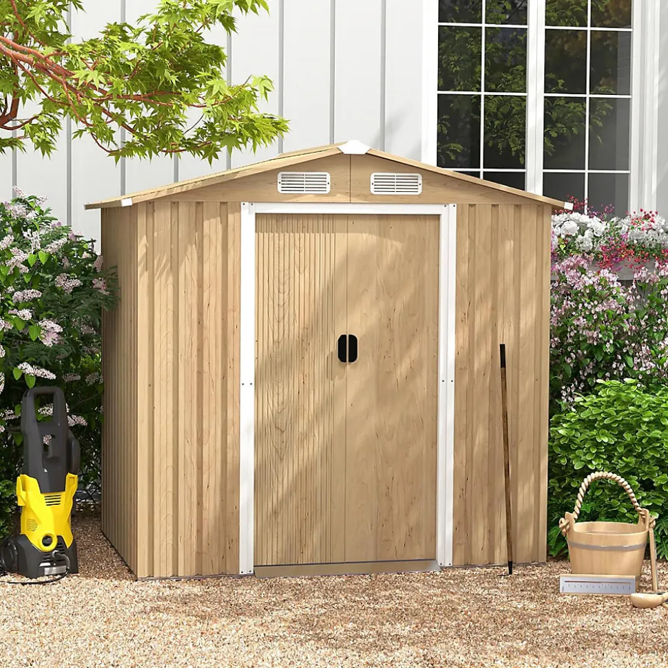 Abri de Jardin en Acier Galvanisé 2 m2 avec Portes Verrouillables Bouches d'Aération 2 Paires de Gants inclus
