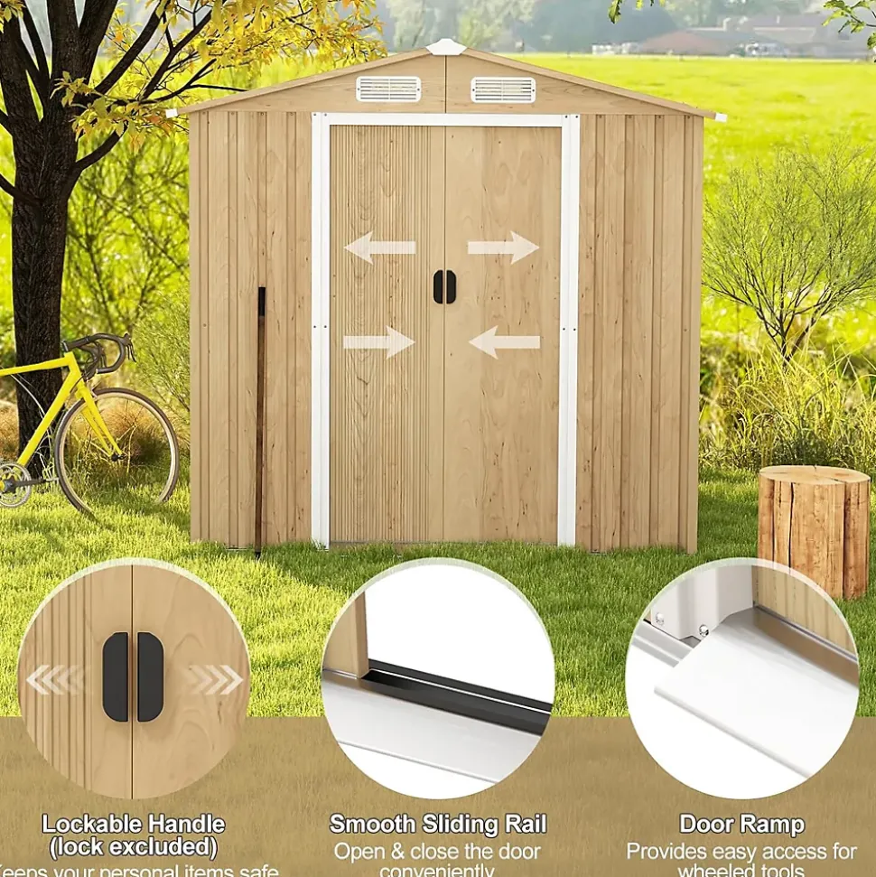 Abri de Jardin en Acier Galvanisé 2 m2 avec Portes Verrouillables Bouches d'Aération 2 Paires de Gants inclus