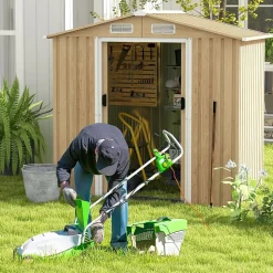 Abri de Jardin en Acier Galvanisé 2 m2 avec Portes Verrouillables Bouches d'Aération 2 Paires de Gants inclus