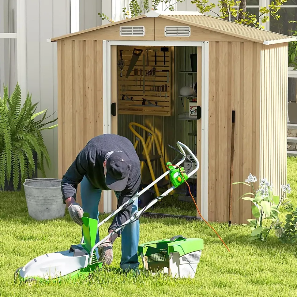 Abri de Jardin en Acier Galvanisé 2 m2 avec Portes Verrouillables Bouches d'Aération 2 Paires de Gants inclus
