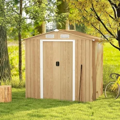 Abri de Jardin en Acier Galvanisé 2 m2 avec Portes Verrouillables Bouches d'Aération 2 Paires de Gants inclus